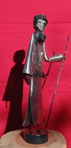 Sculpture titled "Hommes bleus 3" by Jean Remaury, Original Artwork, Metals