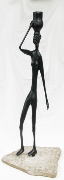 Skulptur mit dem Titel "Label noir" von Jean Remaury, Original-Kunstwerk, Metalle