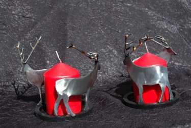 Sculpture titled "Bougies Cerfs" by Jean Remaury, Original Artwork, Metals