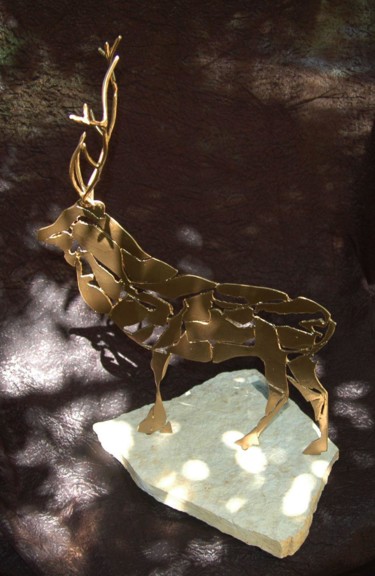 Sculpture titled "Cerf" by Jean Remaury, Original Artwork, Metals
