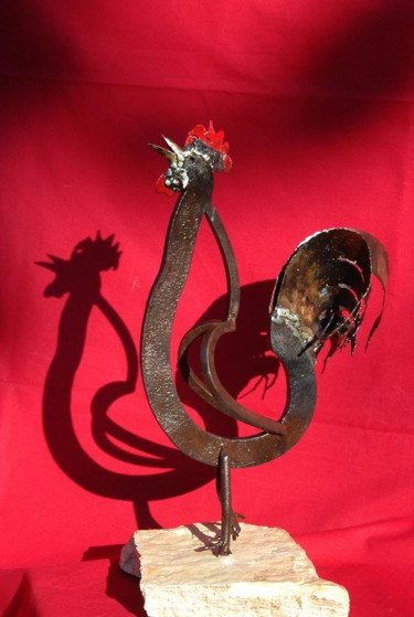 Sculpture titled "Le coq 2021" by Jean Remaury, Original Artwork, Metals