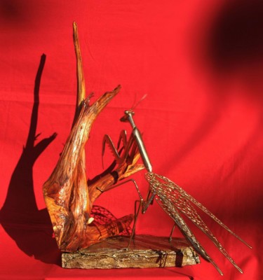 Escultura titulada "Mante religieuse" por Jean Remaury, Obra de arte original, Metales