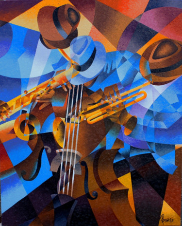 Pintura intitulada "MUSICIENS" por Jean Rougerie, Obras de arte originais, Óleo