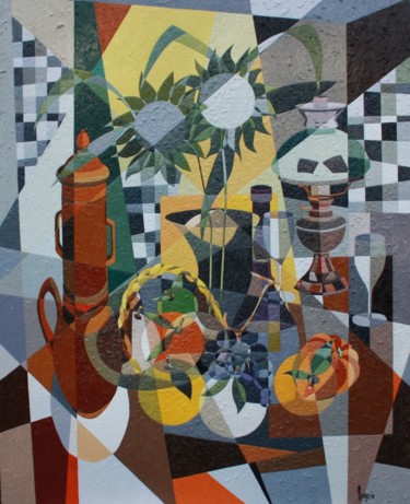 제목이 "NATURE MORTE A LA C…"인 미술작품 Jean Rougerie로, 원작, 기름 나무 들것 프레임에 장착됨