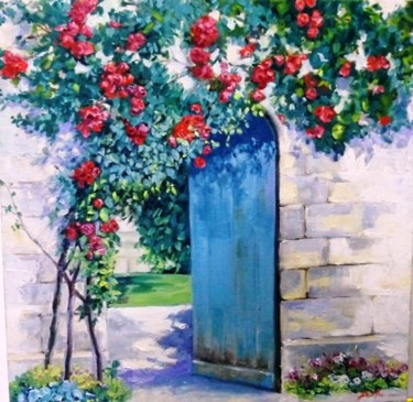 Painting titled "la porte fleurie" by Jean Senterre, Original Artwork