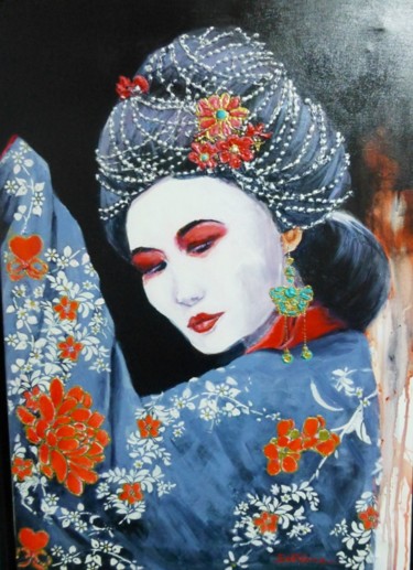 Pintura intitulada "geisha" por Jean Senterre, Obras de arte originais, Acrílico