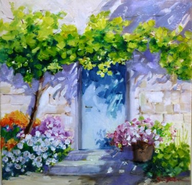 Painting titled "facade ensoleillée" by Jean Senterre, Original Artwork, Oil