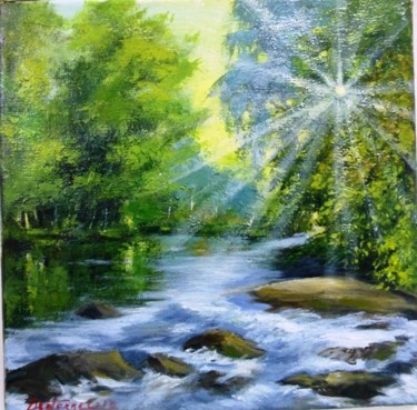 Painting titled "la riviere ensoleil…" by Jean Senterre, Original Artwork, Acrylic