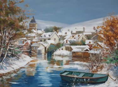Peinture intitulée "paysage d hiver" par Jean Senterre, Œuvre d'art originale, Huile
