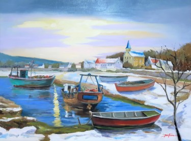 「port breton」というタイトルの絵画 Jean Senterreによって, オリジナルのアートワーク, オイル