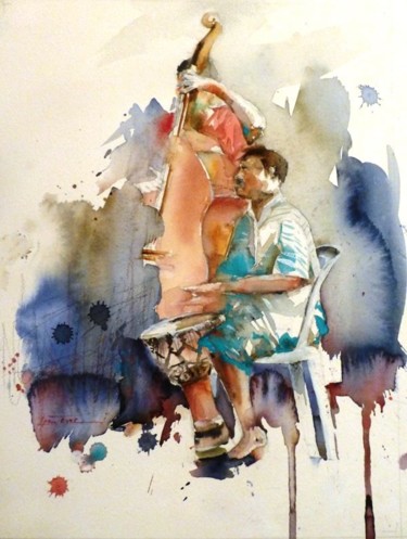 Картина под названием "les musiciens" - Jean Senterre, Подлинное произведение искусства, Акварель