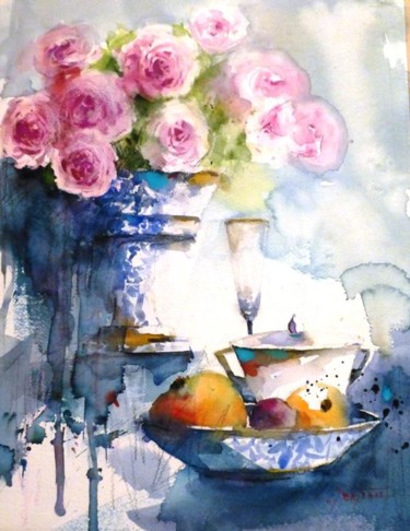 Peinture intitulée "nature morte 3" par Jean Senterre, Œuvre d'art originale, Aquarelle