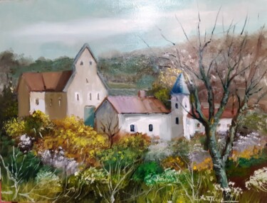 Pintura intitulada "paysage de montagne" por Jean Senterre, Obras de arte originais, Óleo