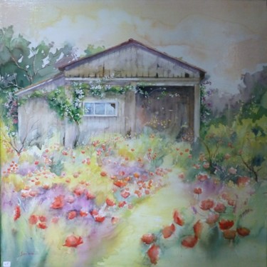 Pintura titulada "la vieille grange" por Jean Senterre, Obra de arte original, Acuarela