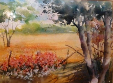 Peinture intitulée "paysage" par Jean Senterre, Œuvre d'art originale, Aquarelle