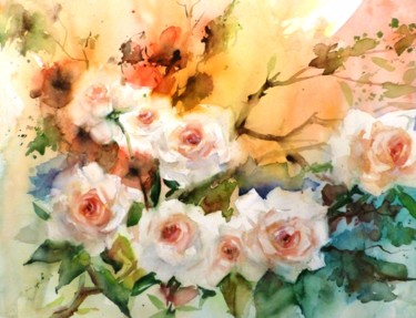 Peinture intitulée "des roses pour vous" par Jean Senterre, Œuvre d'art originale, Aquarelle