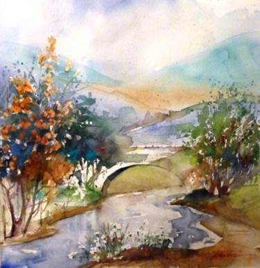 Peinture intitulée "l automne approche" par Jean Senterre, Œuvre d'art originale, Aquarelle