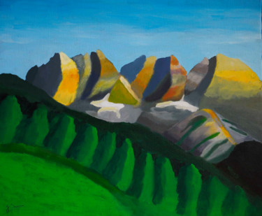 Pittura intitolato "Paysage de montagne" da Jean Seunes, Opera d'arte originale, Acrilico