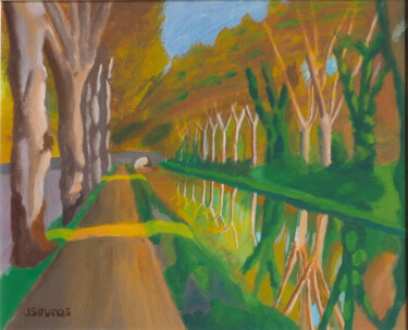 Pintura titulada "Canal du midi" por Jean Seunes, Obra de arte original, Acrílico