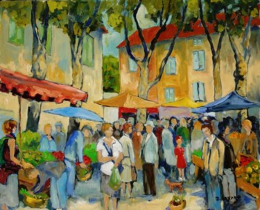 Peinture intitulée "le marché de Carpen…" par Jean Seyrat, Œuvre d'art originale