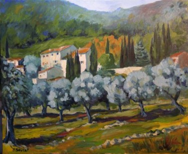 Peinture intitulée "oliveraie du Clos M…" par Jean Seyrat, Œuvre d'art originale