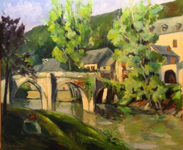 Peinture intitulée "le pont de Belcaste…" par Jean Seyrat, Œuvre d'art originale