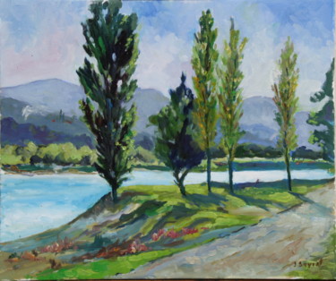 Peinture intitulée "Rives du lac du Broc" par Jean Seyrat, Œuvre d'art originale