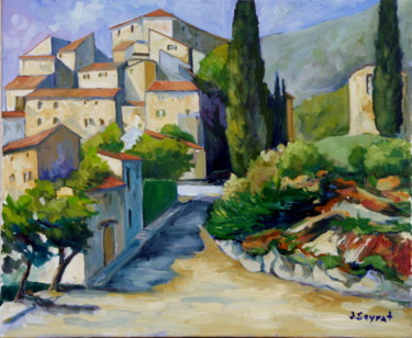 Peinture intitulée "Carros le village" par Jean Seyrat, Œuvre d'art originale
