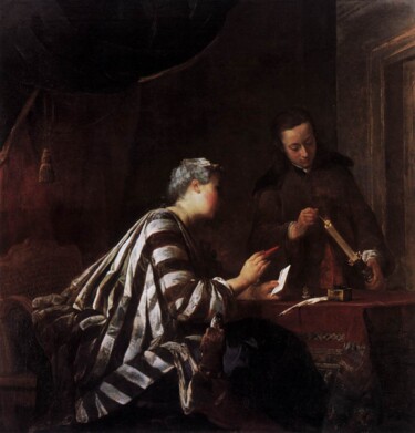 Schilderij getiteld "Scellage de la lett…" door Jean Siméon Chardin, Origineel Kunstwerk, Olie