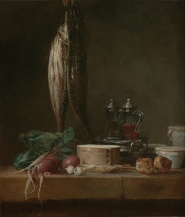 Painting titled "Nature morte au poi…" by Jean Siméon Chardin, Original Artwork, Oil