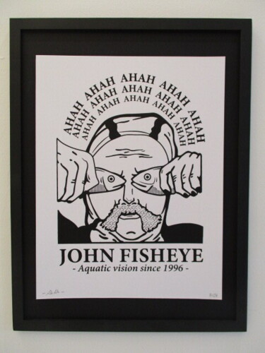 Printmaking titled "John Fisheye" by Jean Terasas (ahah), Original Artwork, Screenprinting