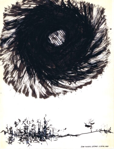 Desenho intitulada "C-485 - Soleil noir" por Jean-Thomas Bédard, Obras de arte originais, Tinta