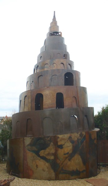 Sculptuur getiteld "La Tour de Babel" door Jean Vindras, Origineel Kunstwerk, Metalen