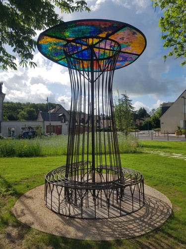 Sculpture intitulée "Le kiosque de l'éch…" par Jean Vindras, Œuvre d'art originale, Techniques mixtes