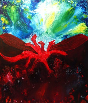 Peinture intitulée "L'enfer et le parad…" par Jean Wetshodima, Œuvre d'art originale, Acrylique