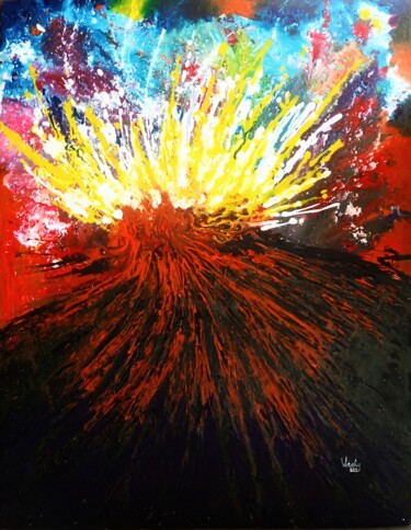Peinture intitulée "Irruption" par Jean Wetshodima, Œuvre d'art originale, Acrylique