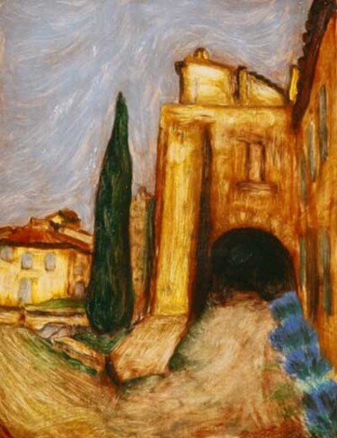 Painting titled "" Oppède-le-Vieux "" by Jean Xavier Combe, Original Artwork, Oil