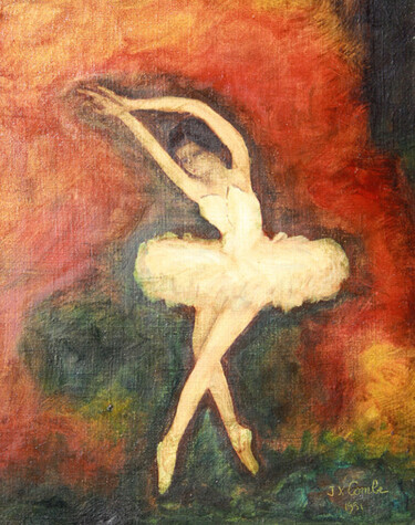 Painting titled "Danseuse II" by Jean Xavier Combe, Original Artwork, Oil Mounted on Wood Stretcher frame