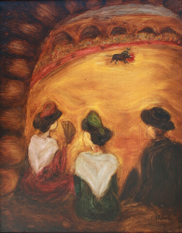 Pittura intitolato "Arlésiennes aux arè…" da Jean Xavier Combe, Opera d'arte originale, Olio Montato su Telaio per barella i…