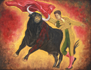 Pittura intitolato ""Pecho" II." da Jean Xavier Combe, Opera d'arte originale, Olio Montato su Telaio per barella in legno