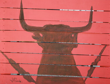 Peinture intitulée "Ombre sur barrière." par Jean Xavier Combe, Œuvre d'art originale, Acrylique