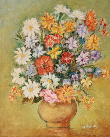 Peinture intitulée "Bouquet X." par Jean Xavier Combe, Œuvre d'art originale, Huile Monté sur Châssis en bois