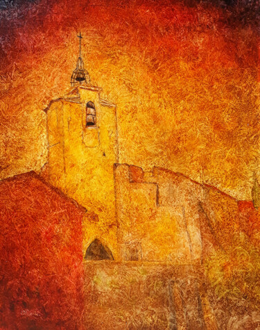 Картина под названием "Beffroi de Roussill…" - Jean Xavier Combe, Подлинное произведение искусства, Масло Установлен на Дере…