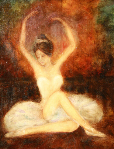 Pittura intitolato "Danseuse assise." da Jean Xavier Combe, Opera d'arte originale, Olio Montato su Telaio per barella in le…