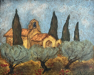 Картина под названием "" Chapelle Saint Si…" - Jean Xavier Combe, Подлинное произведение искусства, Масло Установлен на Дере…