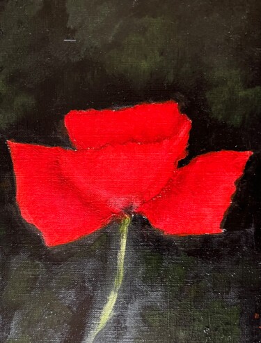 Peinture intitulée ""Coquelicot, étude…" par Jean Xavier Combe, Œuvre d'art originale, Huile Monté sur Carton