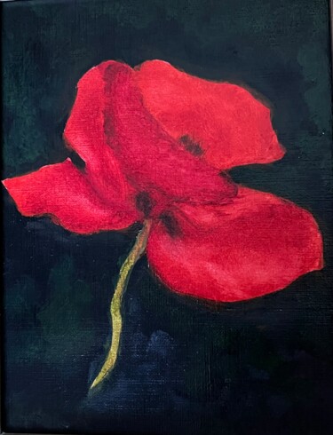 Painting titled "" Coquelicot, étude…" by Jean Xavier Combe, Original Artwork, Oil Mounted on Cardboard