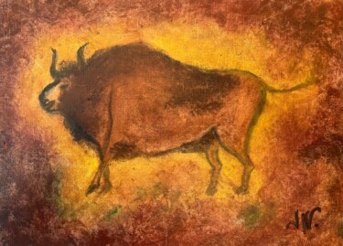 Painting titled "Bison I." by Jean Xavier Combe, Original Artwork, Oil