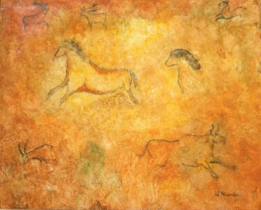 Painting titled ""Animaux"" by Jean Xavier Combe, Original Artwork, Oil
