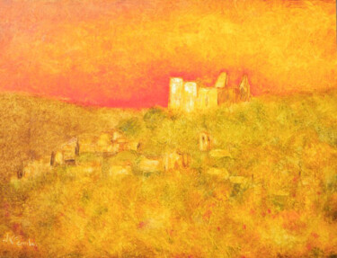 Painting titled ""Château de Lacoste…" by Jean Xavier Combe, Original Artwork, Oil Mounted on Cardboard